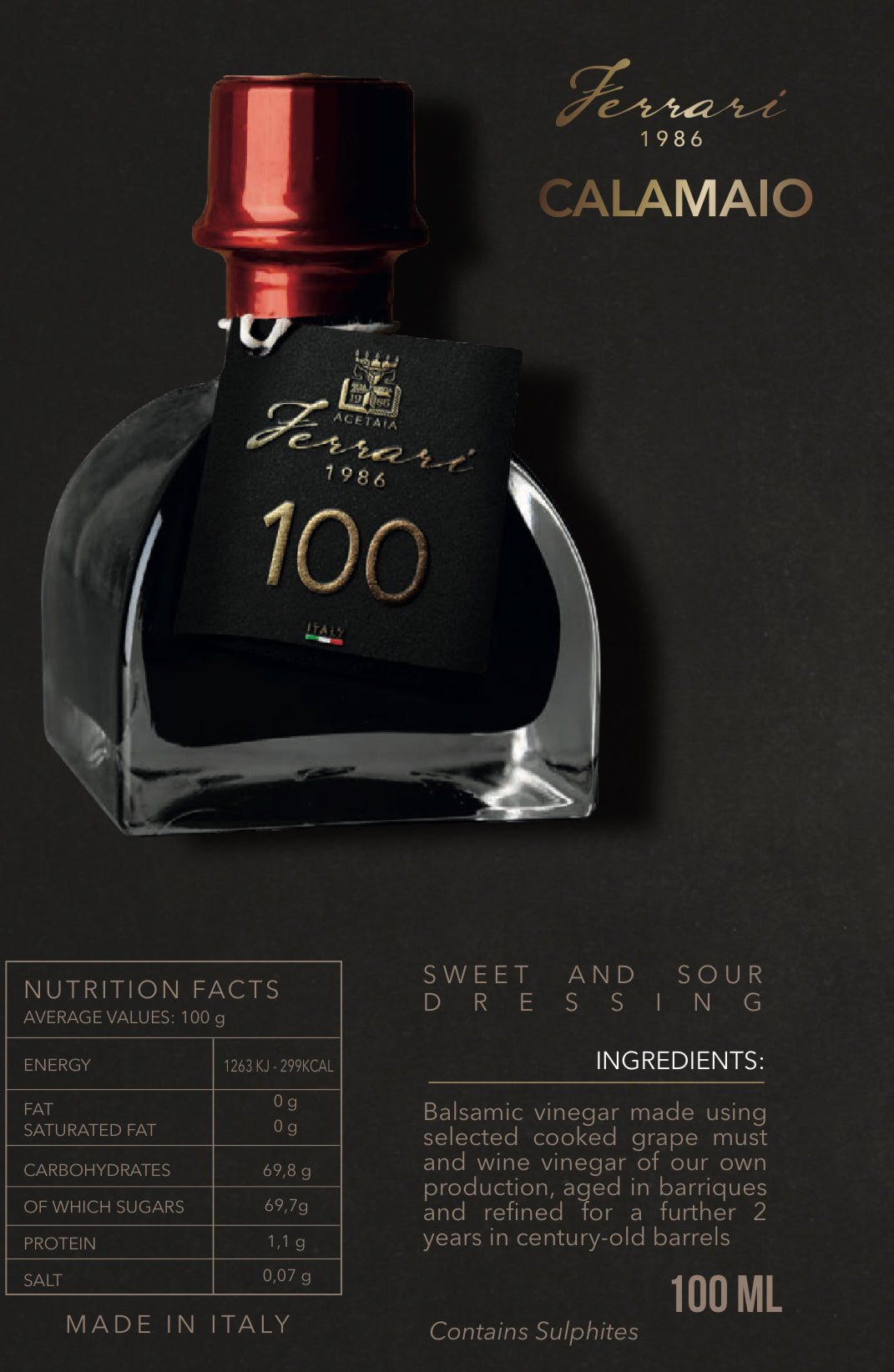 Ferrari Calamaio 100 – Aged Sweet & Sour Balsamic Dressing (100ml)